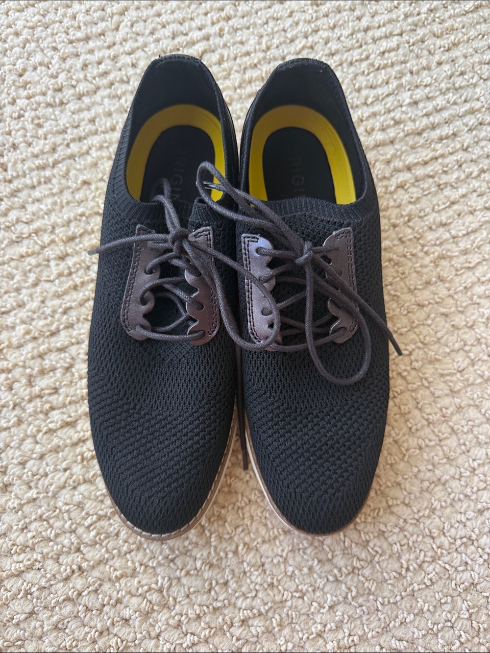 Cole Haan Black Knit Lace-Up Casual Sneakers size 7